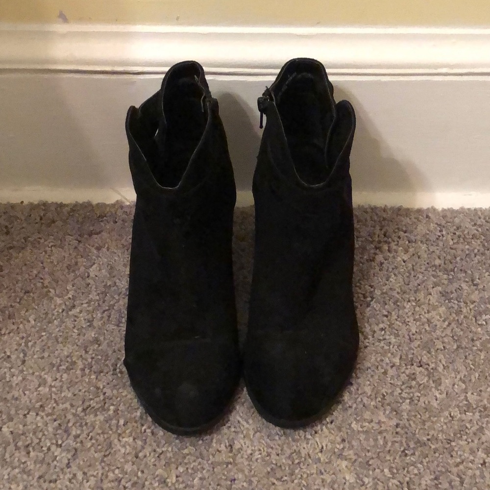 Black Faux Suede Booties